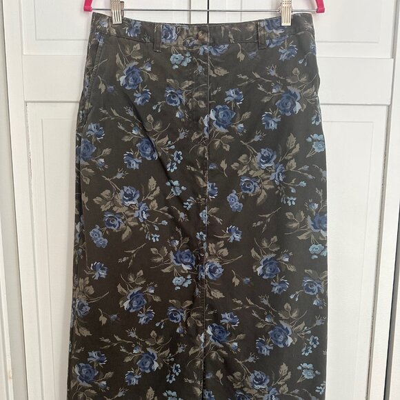 Floral Denim Midi Skirt from Eddie Bauer Size 12P - Picture 1 of 5